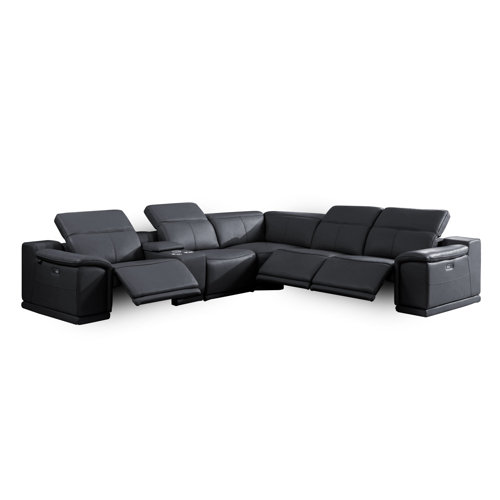 Wade Logan® Barbu 6 Piece Leather Reclining Sectional Wayfair